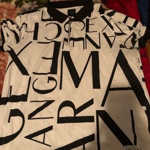 Armani Exchange All Over Script Zip Up Polo